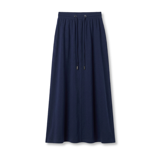 Maxi Camp Skirt with Drawstring - Navy